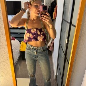 Zara Purple Floral Crop Top